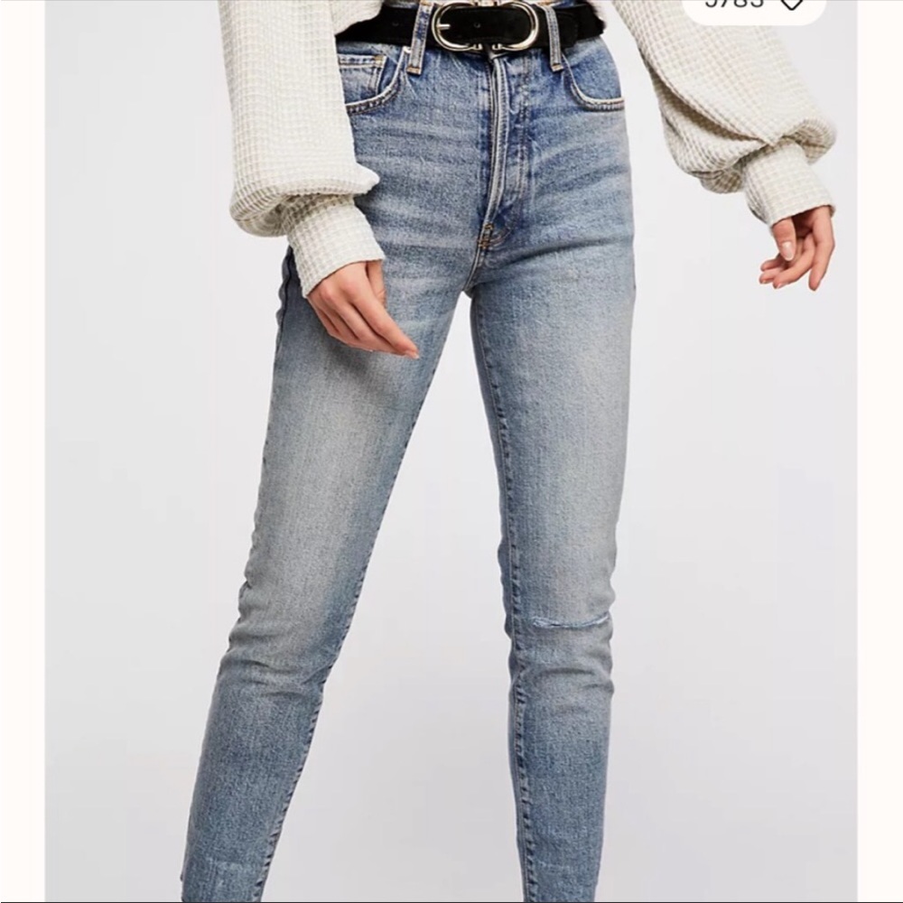 New Free People NWT Stella High Rise Skinny Jeans button fly high waist Sz 24